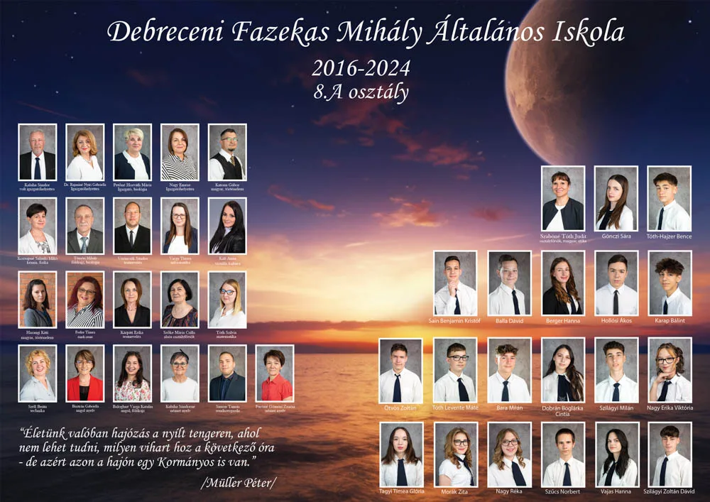 Általános iskolai tabló – Debreceni Fazekas Mihály Általános Iskola 8.A osztálya