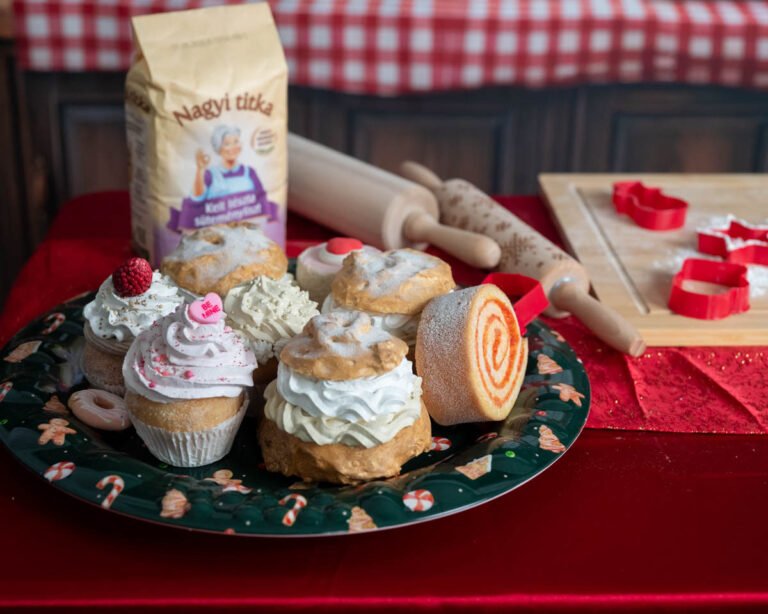 Karácsonyi sütemények és díszítés a fotózási helyszínen